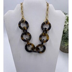 J. Crew Factory Tortoiseshell Link Necklace with Gold Chain